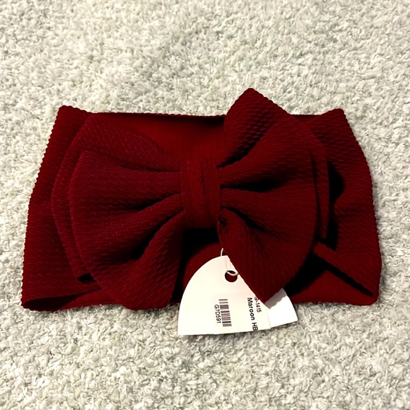🔴 $3 - XL Maroon Headband Bow NWT - Picture 3 of 5